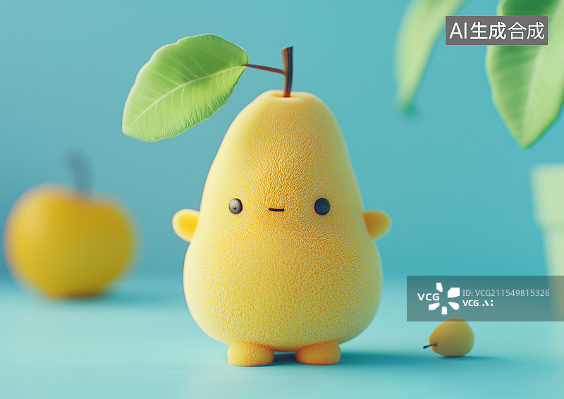 【AI数字艺术】一颗可爱的卡通梨子图片素材