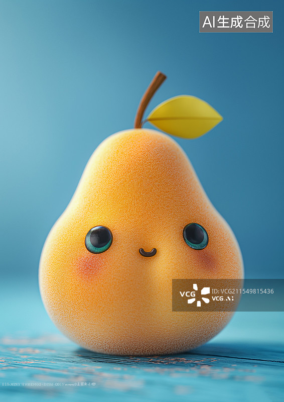 【AI数字艺术】一颗可爱的卡通梨子图片素材