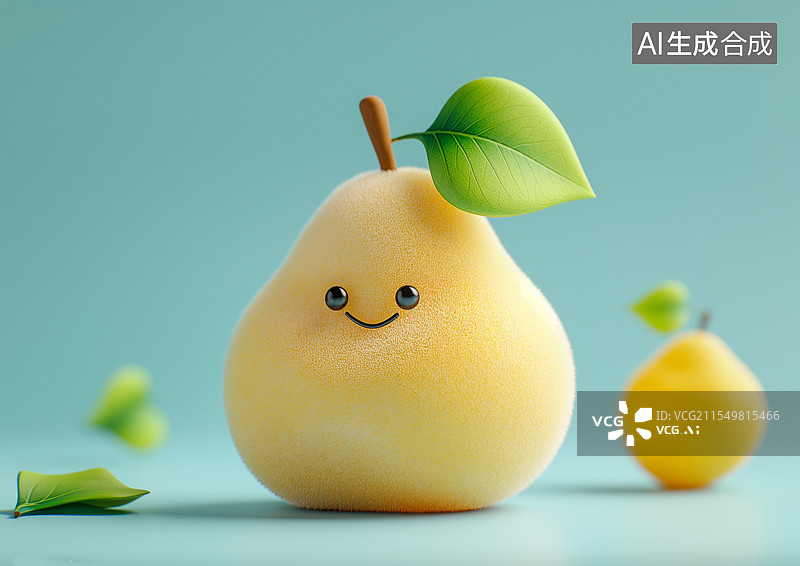 【AI数字艺术】一颗可爱的卡通梨子图片素材