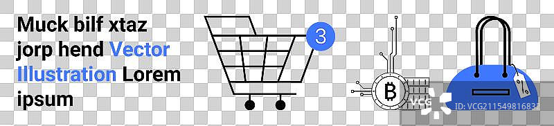 带有加密货币符号的购物车图片素材