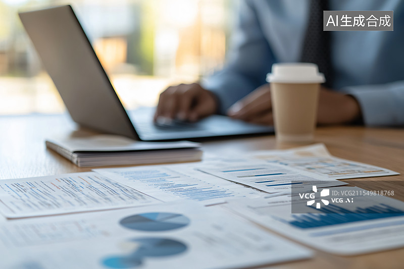 【AI数字艺术】桌上放着房屋模型和房地产投资分析图纸，代表房价、投资机会以及房地产市场中的建筑设计图片素材