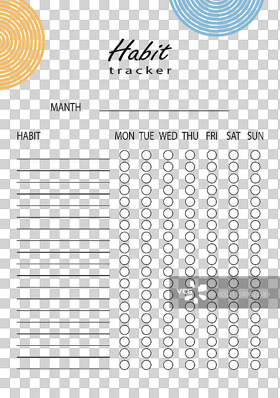 一周习惯追踪器模板样本图片素材