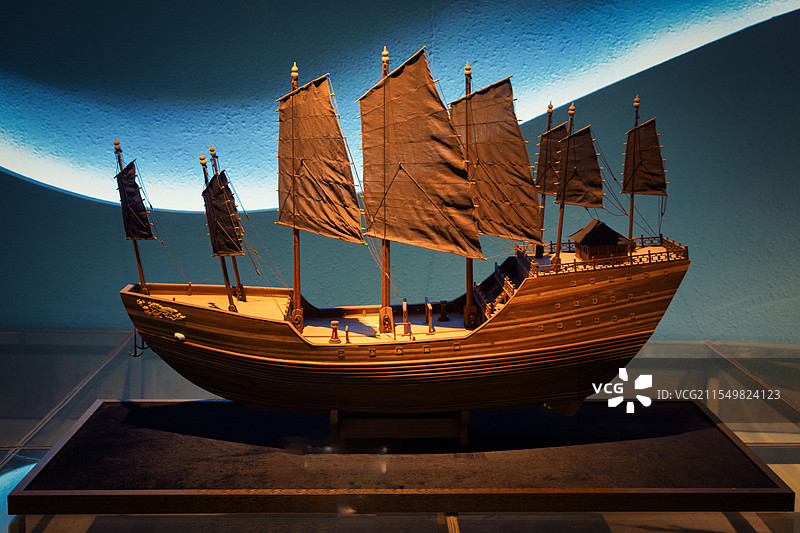 广西防城港市博物馆古代船舶模型特写图片素材