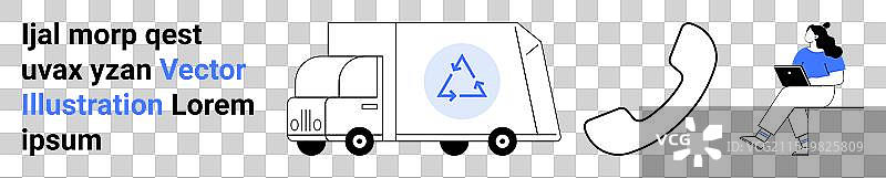 回收卡车与智能手机通信图片素材