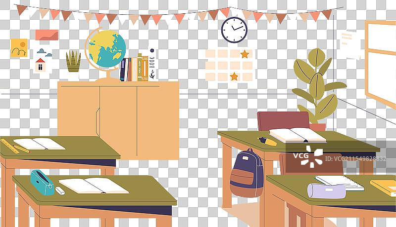 空荡荡的没有人的小学教室图片素材