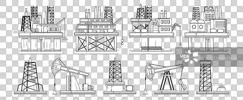 陆上离岸平台石油钻井泵站图片素材