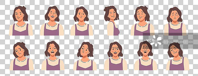 情感丰富的女性面部表情图片素材