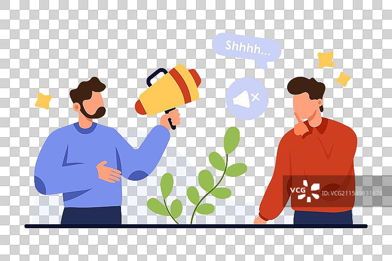 请保持安静，轻声说话的小人们图片素材