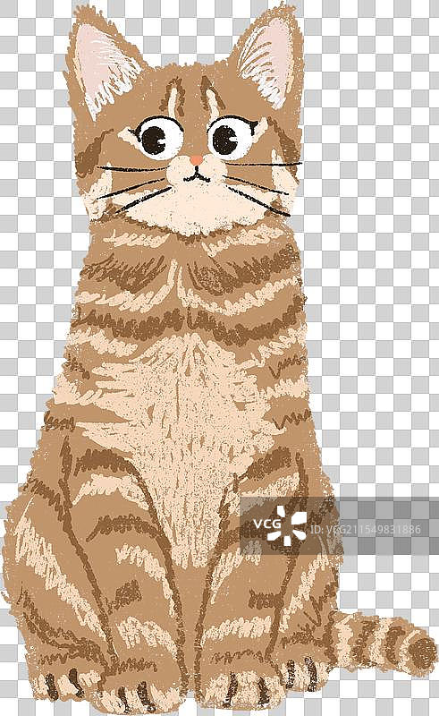 蹲坐猫咪可爱卡通梨花橘猫图片素材