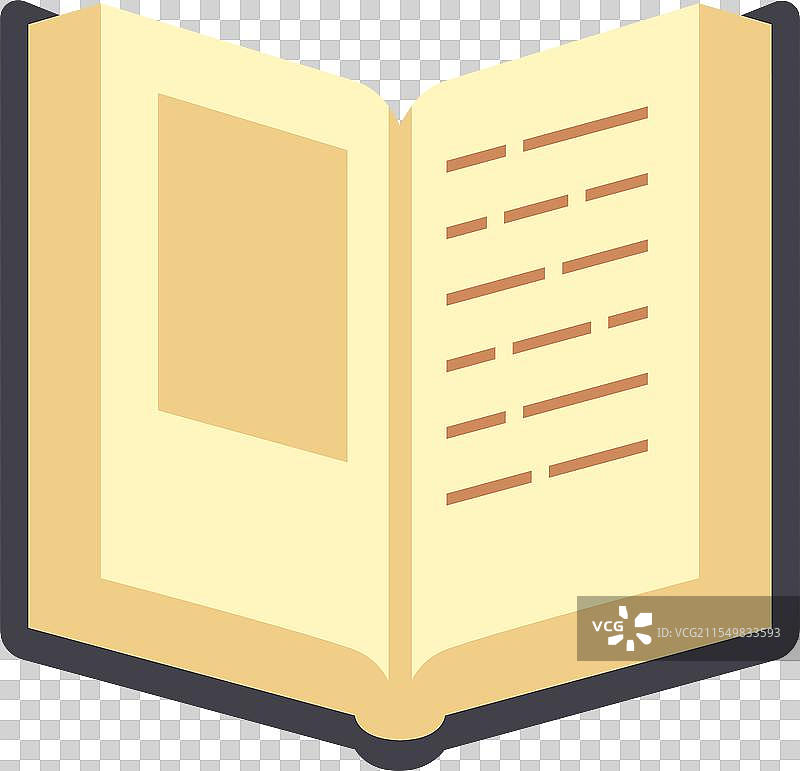 打开的书展示了一个图像占位符和几行文字图片素材