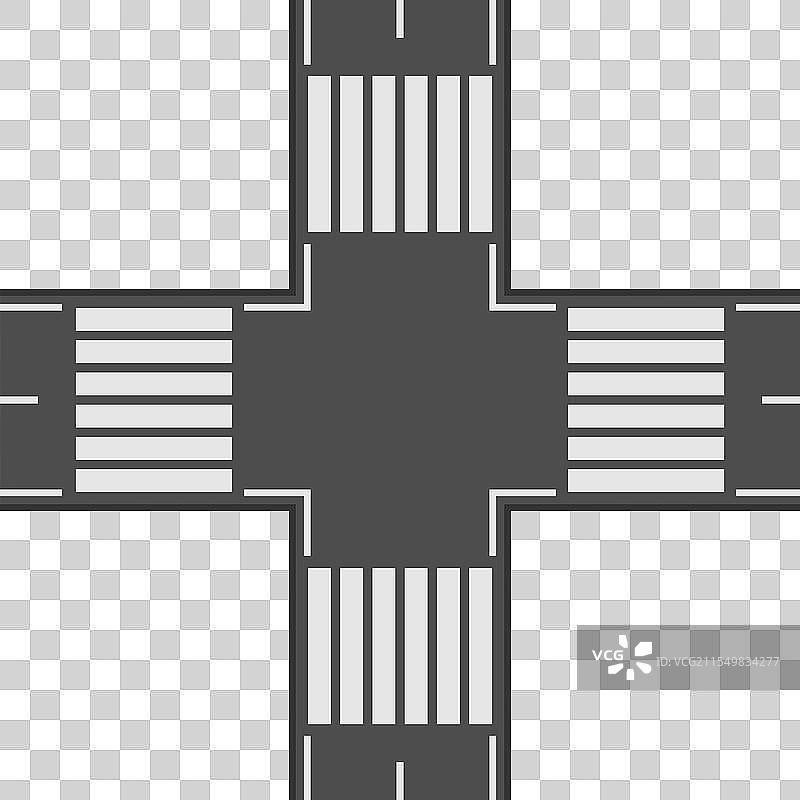 繁忙的城市十字路口，四条道路交汇图片素材