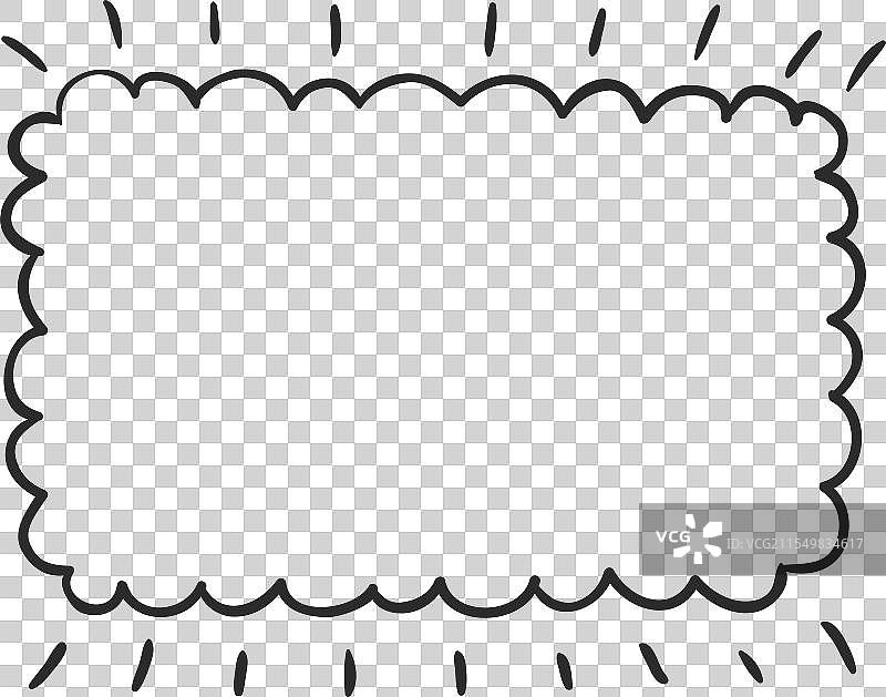 手绘的闪亮矩形思考气泡与图片素材