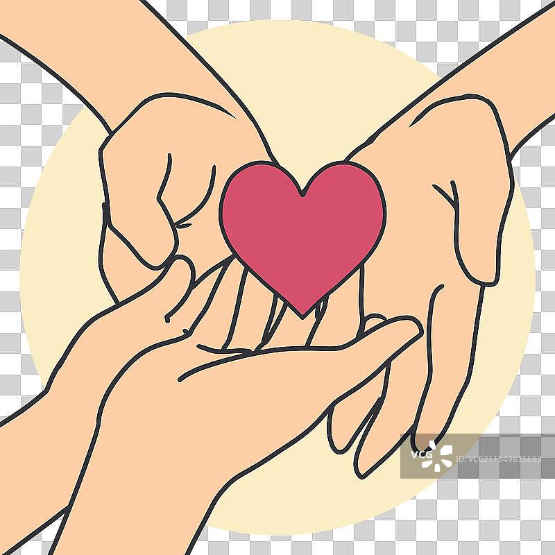 心连心，爱在分享的手中图片素材