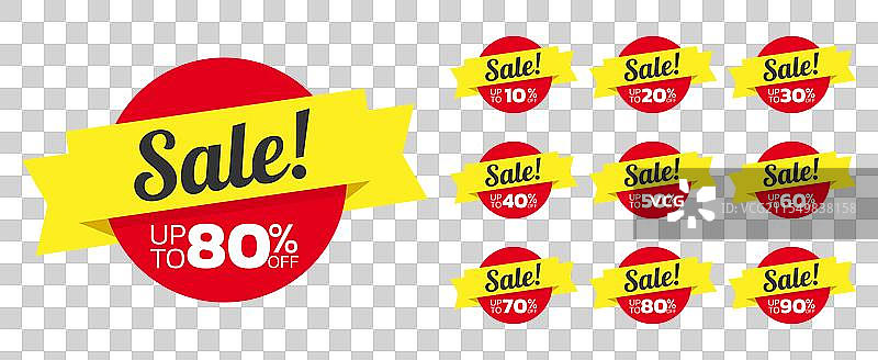 销售标签套件徽章模板，最高可达10、20、30图片素材