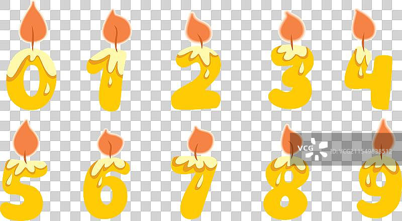 数字形状的卡通蜡烛组合图片素材