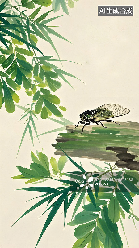 【AI数字艺术】夏日蝉鸣绿意浓图片素材