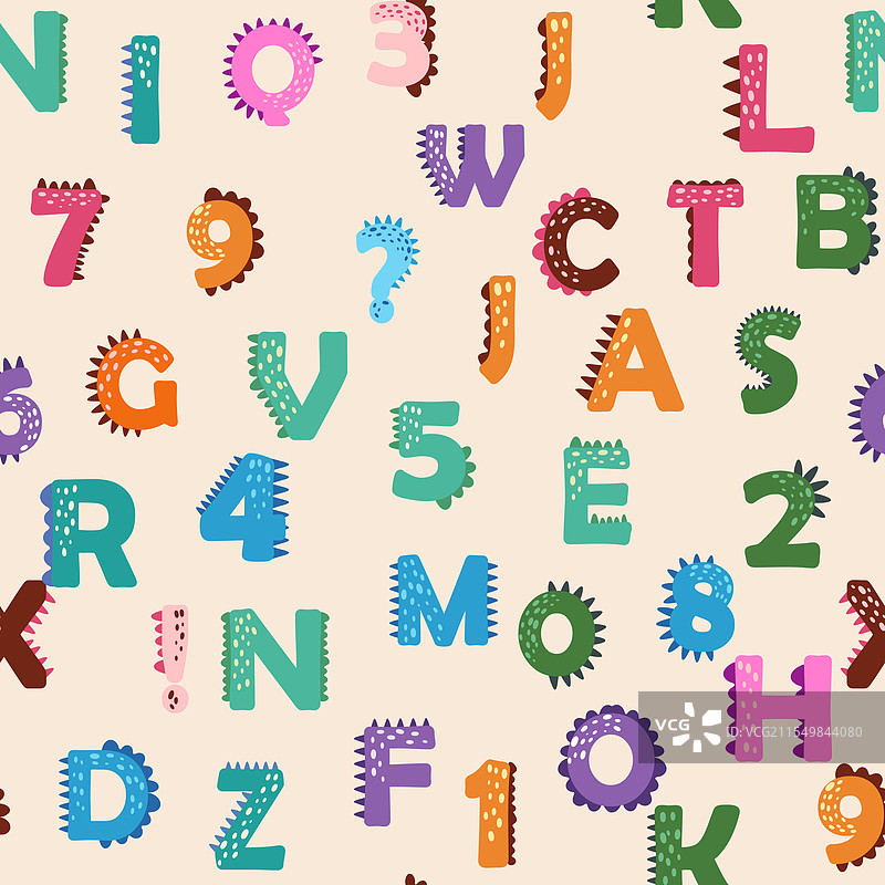 可爱的简单卡通风格字母abc无缝图案图片素材