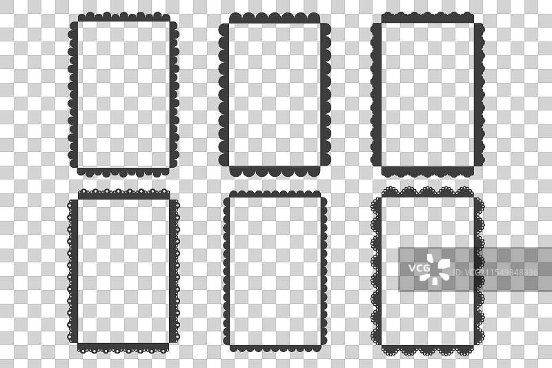 波浪边框曲线蕾丝框架剪影套装图片素材