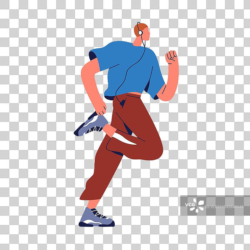 戴着耳机的慢跑者进行有氧运动图片素材