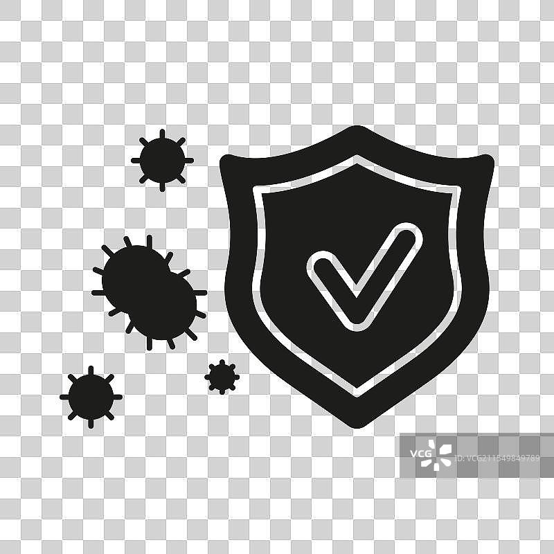 带有勾号的盾牌轮廓图标，象征保护图片素材