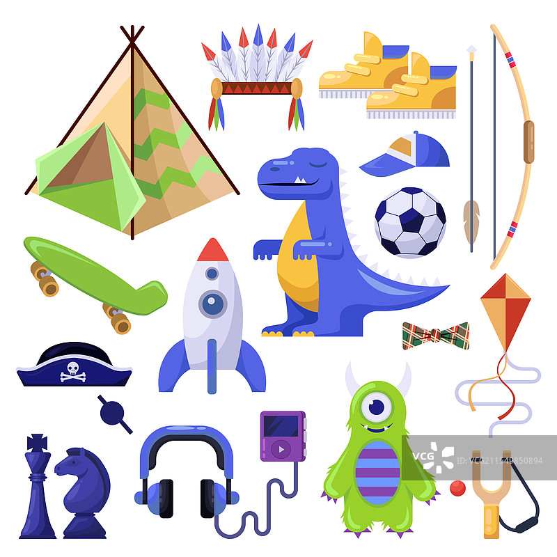 男孩的玩具和个人物品图片素材