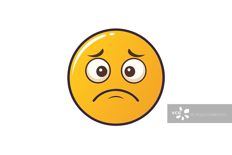 皱眉的表情符号角色，带着悲伤的神情图片素材