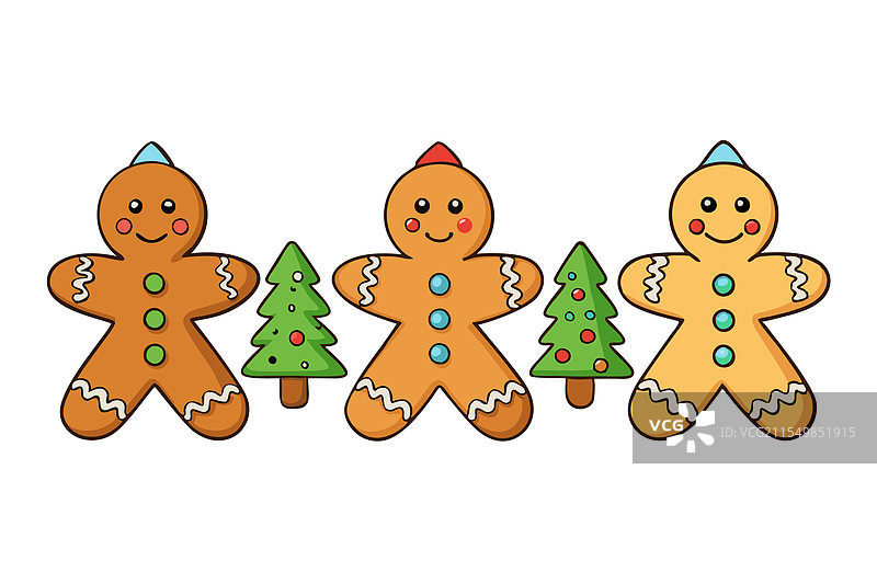 节日主题的姜饼饼干和姜饼树图片素材