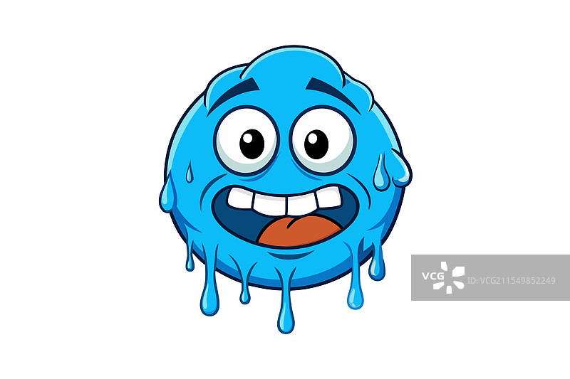 冰蓝色的表情符号，带有滴水的大眼睛图片素材