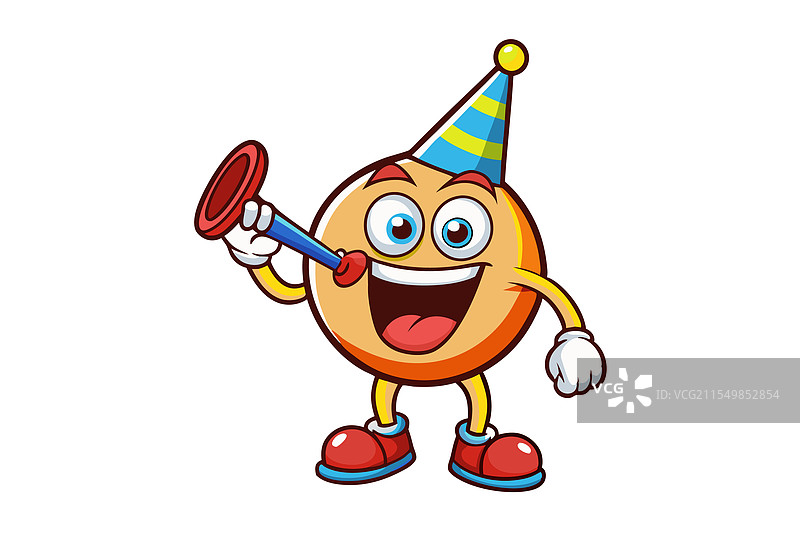 戴着节日帽的多彩卡通表情符号图片素材