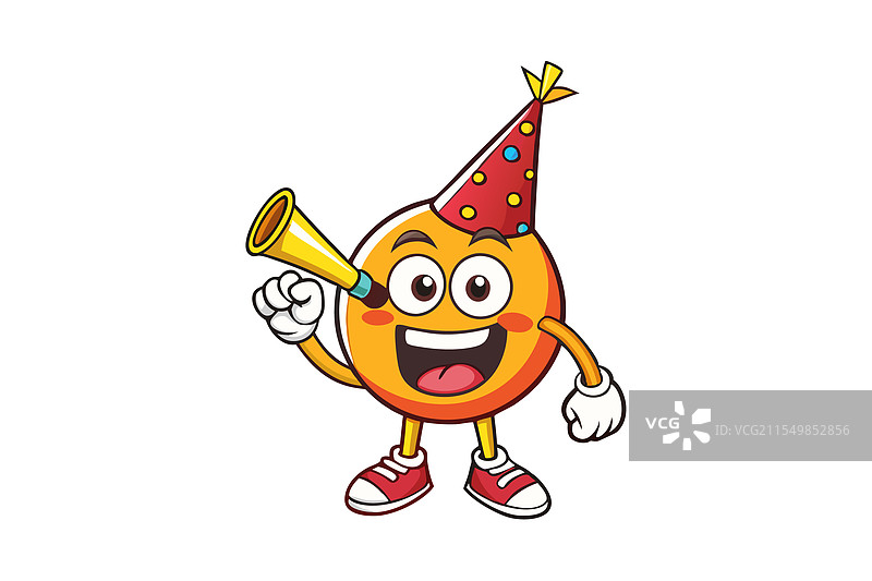 有派对帽的有趣派对表情符号角色图片素材