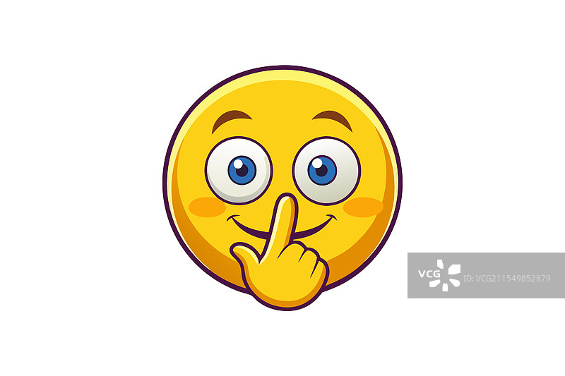 创意卡通表情符号，手指放在嘴唇上图片素材