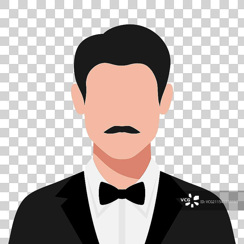 抽象的无脸男子，留着胡子，穿着晚礼服图片素材