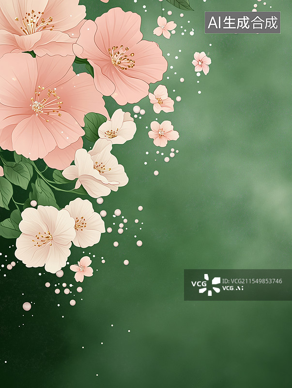 【AI数字艺术】清新花朵的浪漫边框图片素材