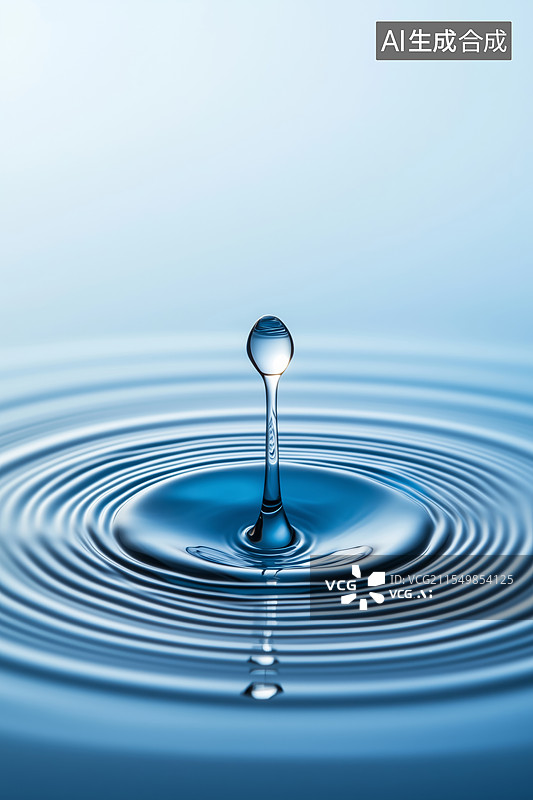 【AI数字艺术】水滴涟漪的宁静瞬间图片素材