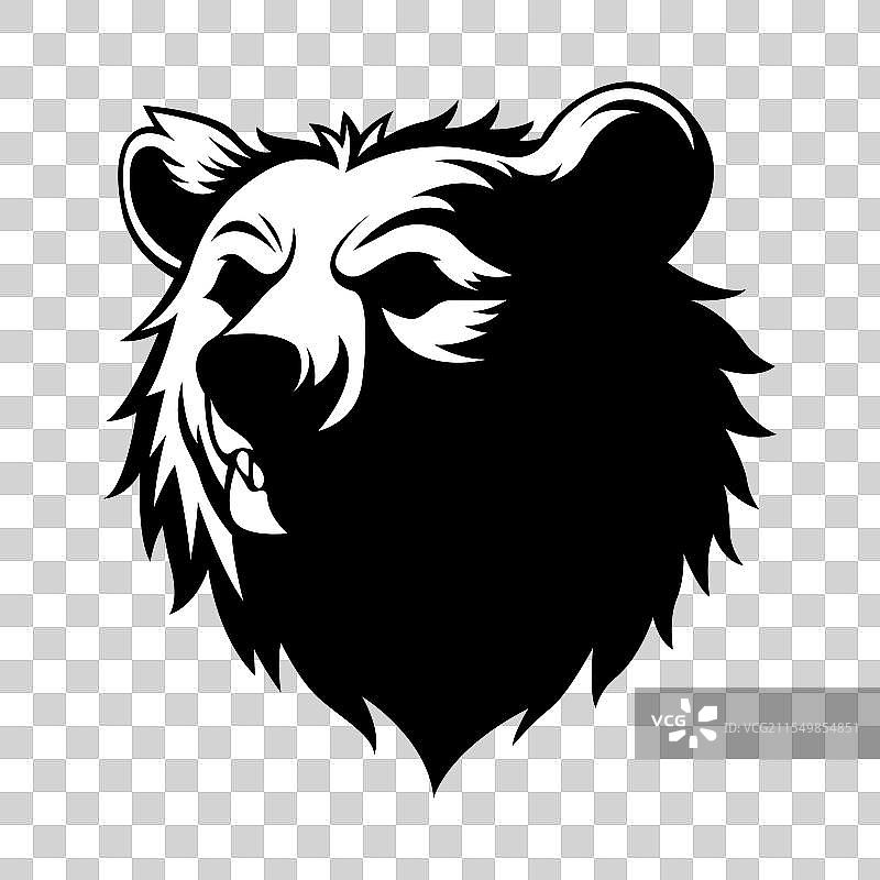 愤怒的熊头剪影图片素材