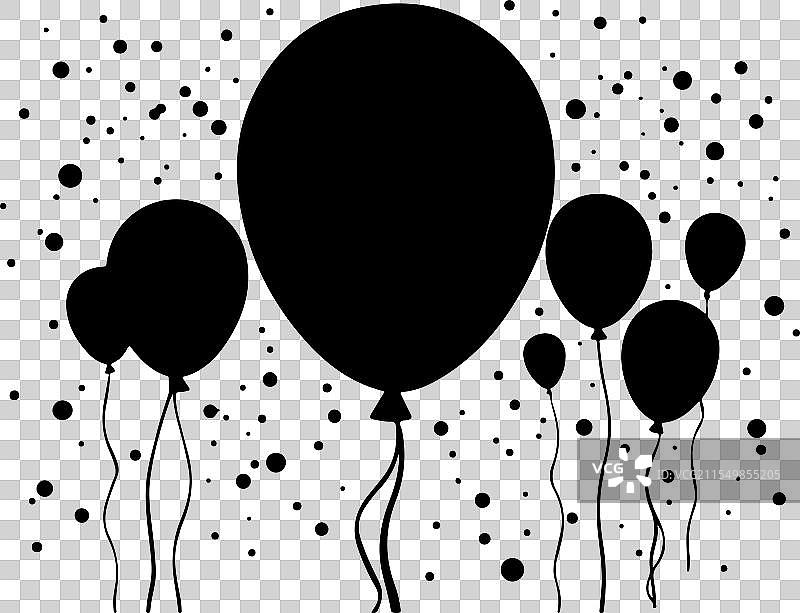 一组气球剪影在空中飞翔的艺术作品图片素材