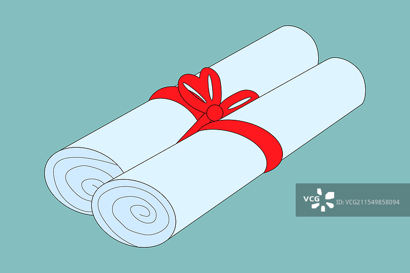 带红色丝带的文凭卷轴艺术图片素材