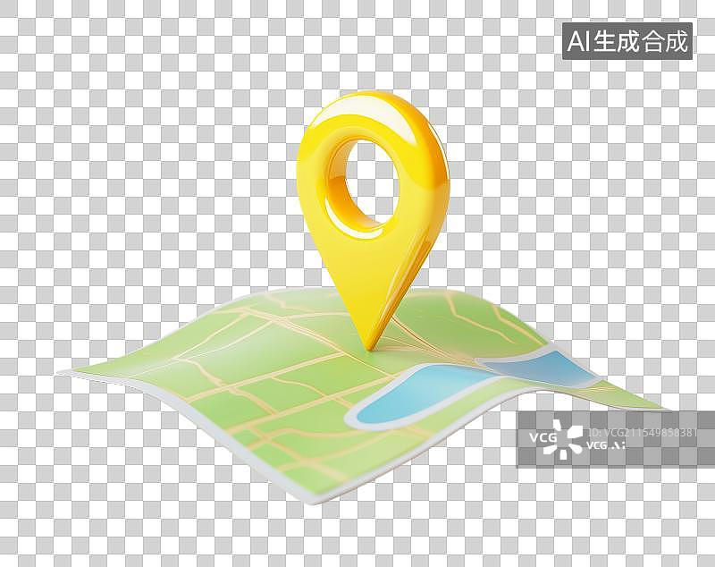 【AI数字艺术】3D粘土黄色地标地块地图位置图片素材