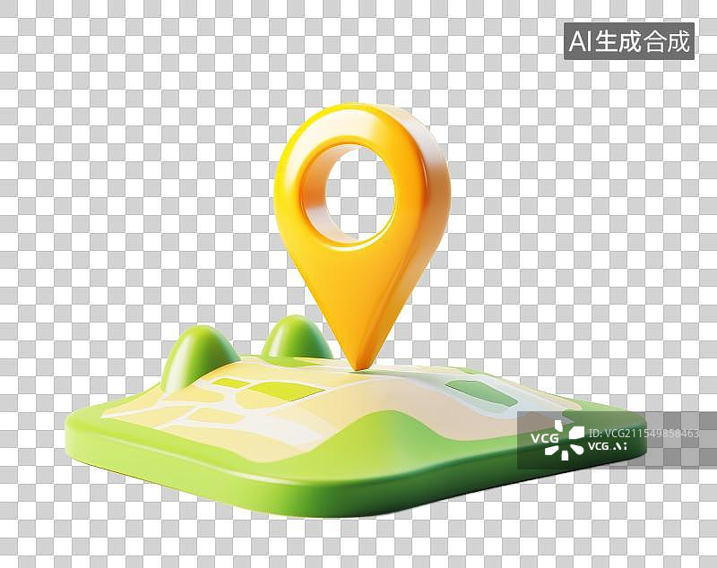 【AI数字艺术】3D粘土黄色地标地块地图位置图片素材