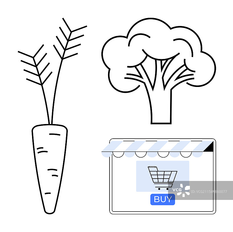 在线杂货购物概念与胡萝卜图片素材