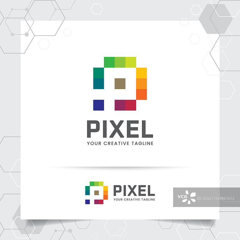 现代三角像素的字母P标志设计图片素材