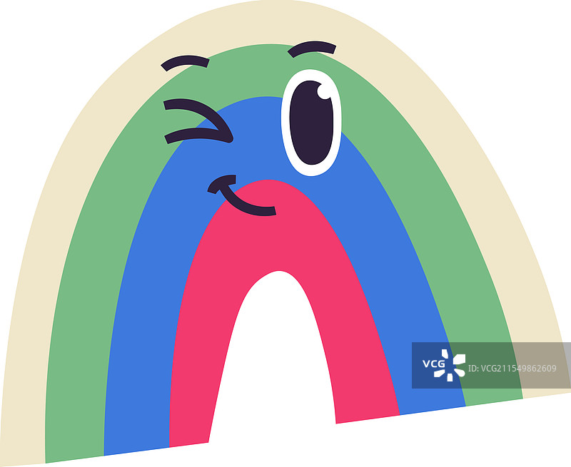手绘眨眼的彩虹角色图片素材