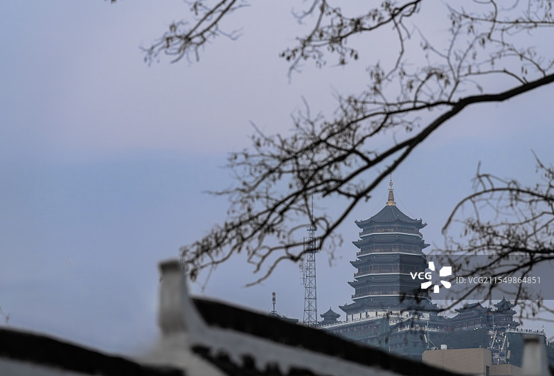 贵州贵阳东山山体公园著名古建筑-东山寺图片素材