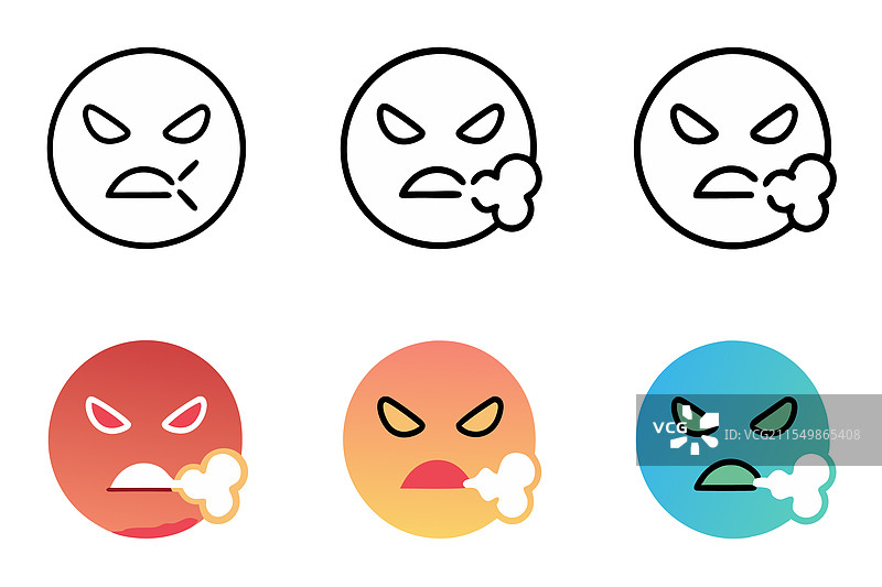 愤怒表情符号设计，带有动态蒸汽效果图片素材