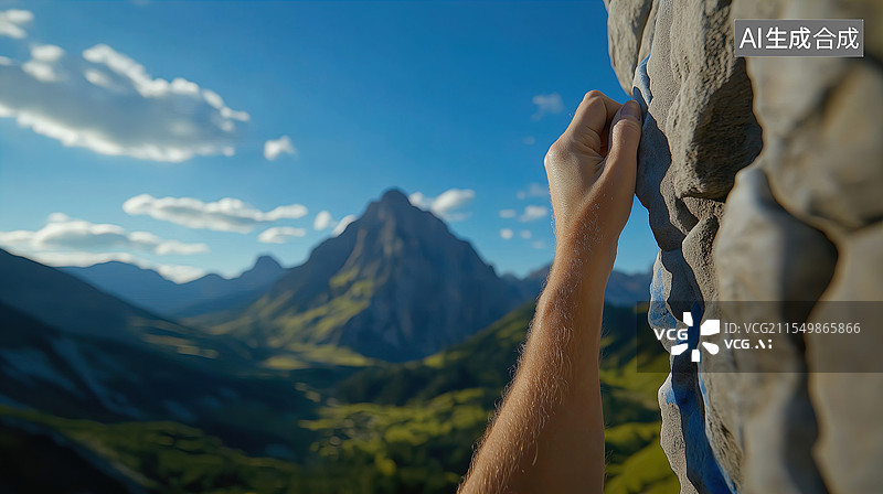 【AI数字艺术】攀岩者与山景图片素材