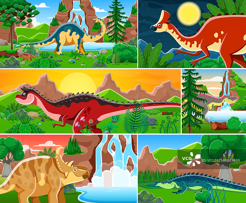 恐龙和爬行动物角色拼贴画图片素材