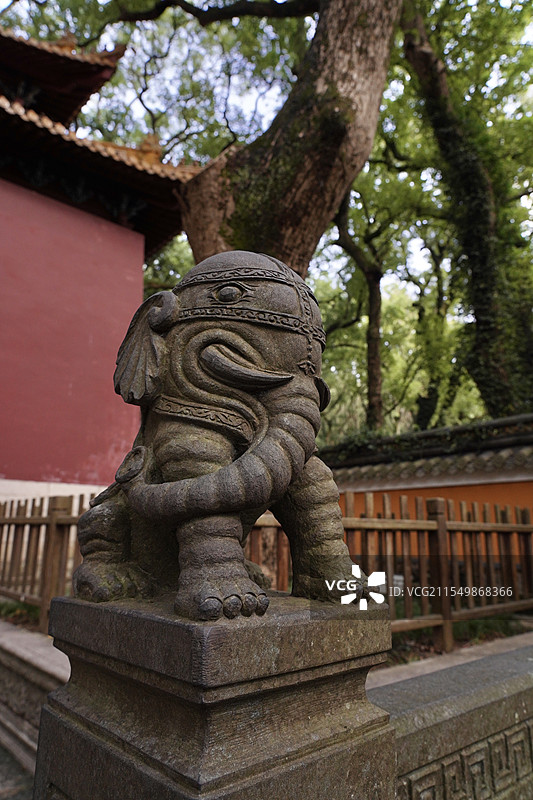 浙江舟山市普陀山景区法雨寺入口大象雕塑图片素材