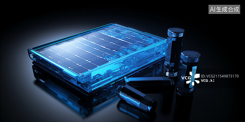 【AI数字艺术】新能源电动汽车电池科技背景图片素材