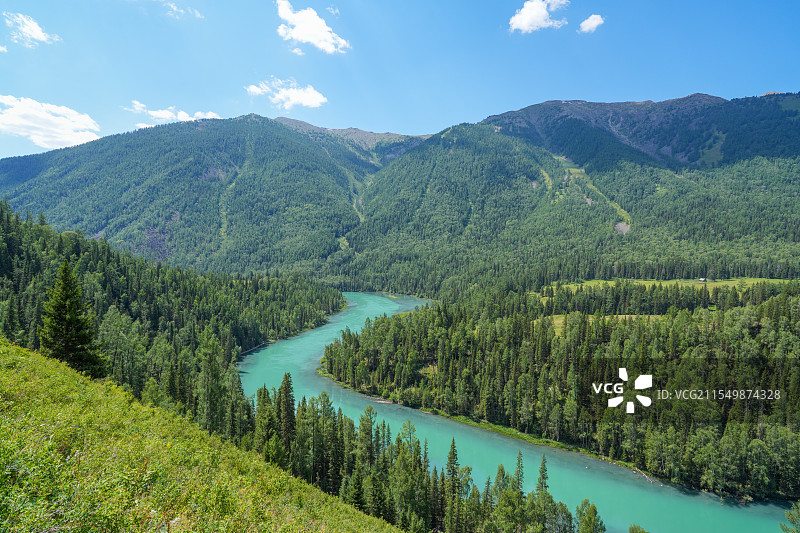 喀纳斯月亮湾图片素材