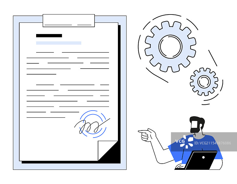 男子在文件上使用数字签名图片素材
